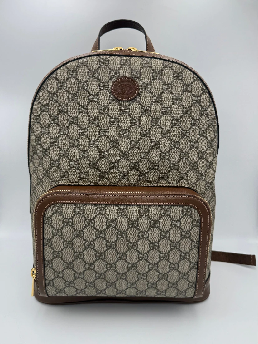 GUCCI GG Supreme and Leather Backpack