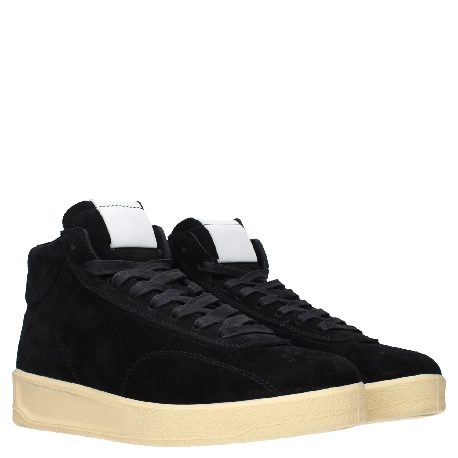 Black Leather High Top Sneakers