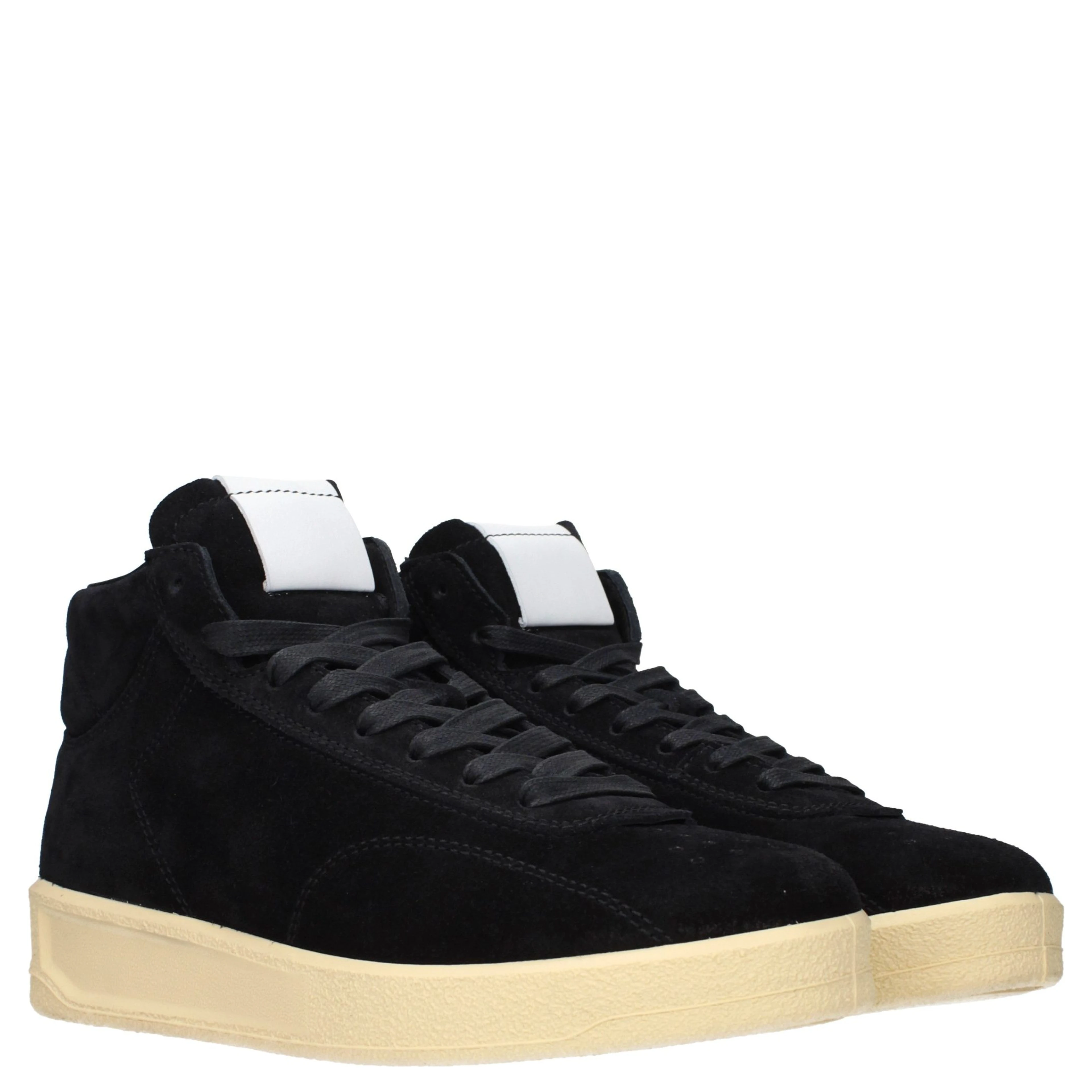 Black Leather High Top Sneakers