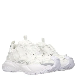 White Fabric Sneakers