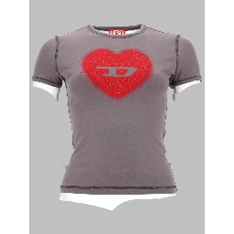 T-SHIRT CON STAMPA A CUORE E BORCHIE