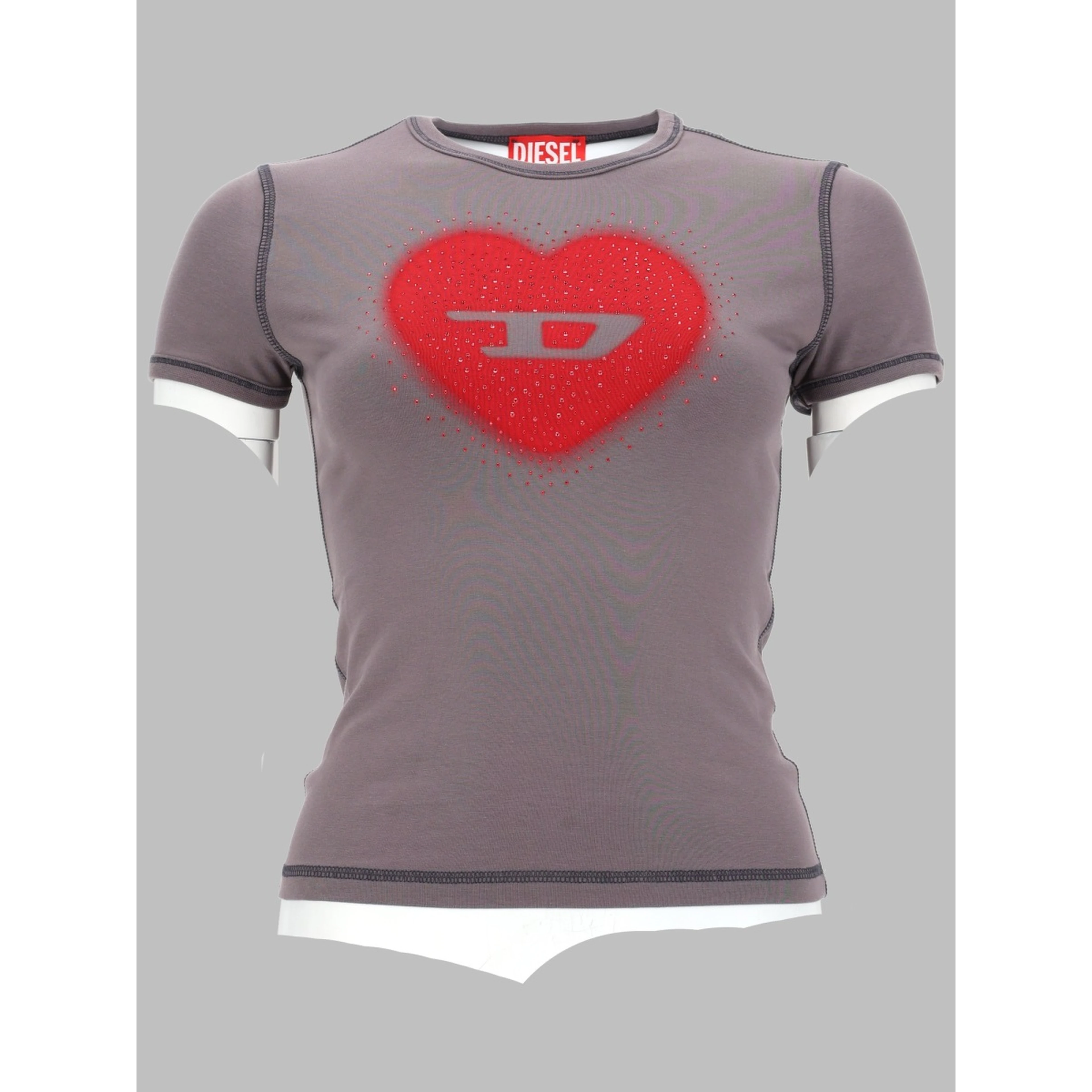 T-SHIRT CON STAMPA A CUORE E BORCHIE