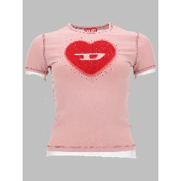T-SHIRT CON STAMPA A CUORE E BORCHIE