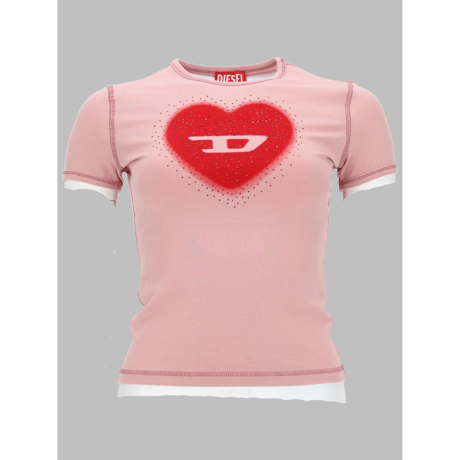 T-SHIRT CON STAMPA A CUORE E BORCHIE