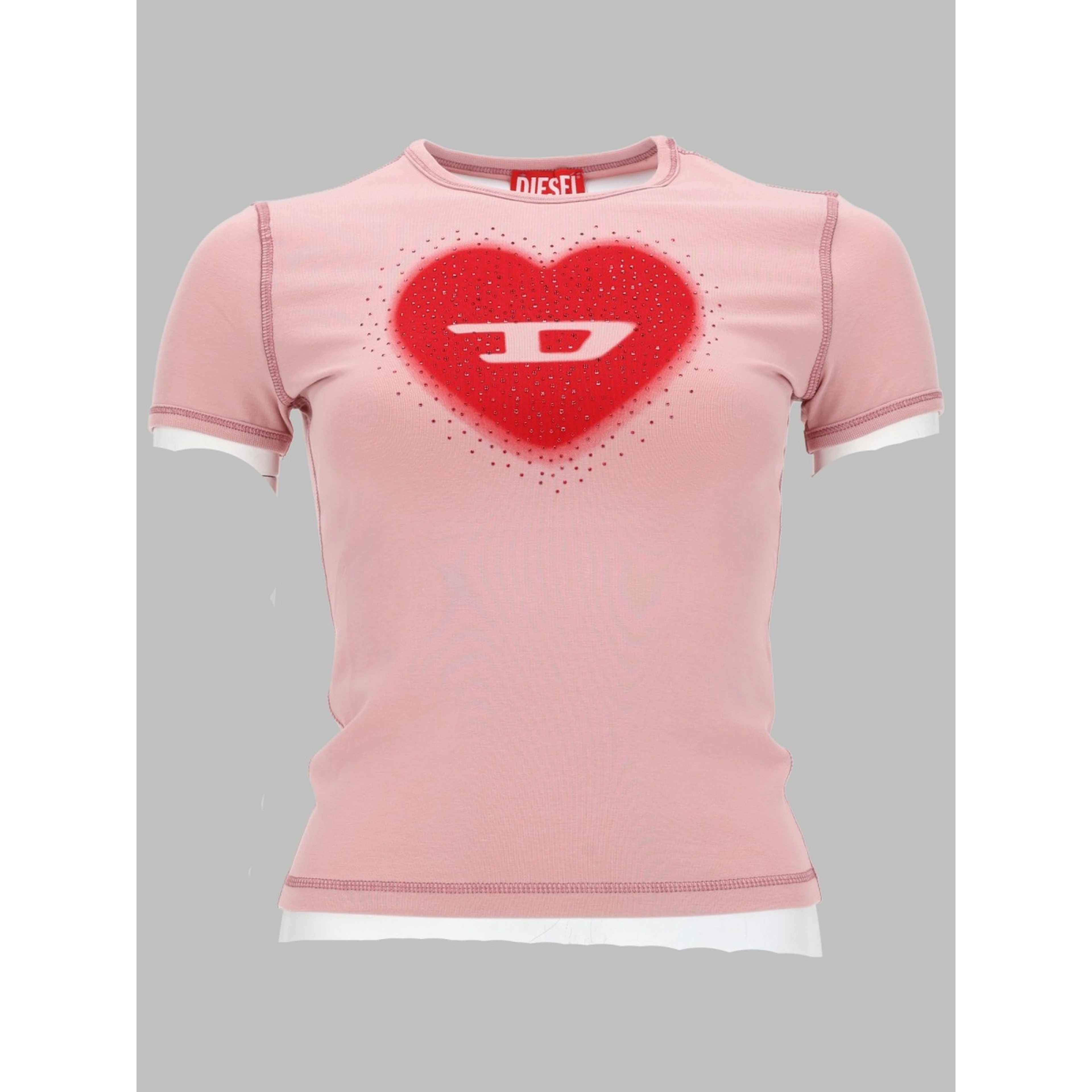 T-SHIRT CON STAMPA A CUORE E BORCHIE