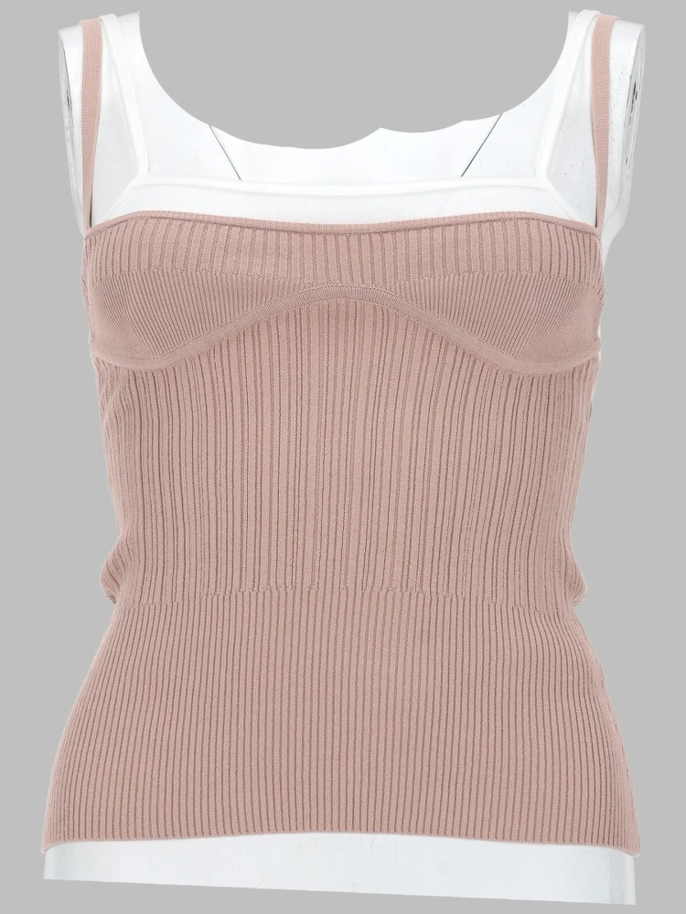 TOP IN MAGLIA CON EFFETTO SOVRAPPOSTO
