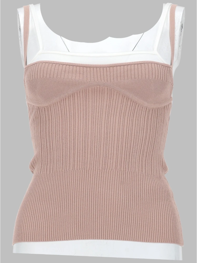 TOP IN MAGLIA CON EFFETTO SOVRAPPOSTO