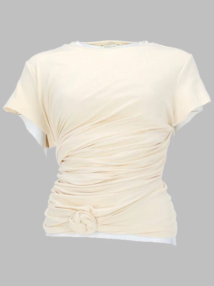 T-SHIRT DRAPPEGGIATA CON NODO LATERALE