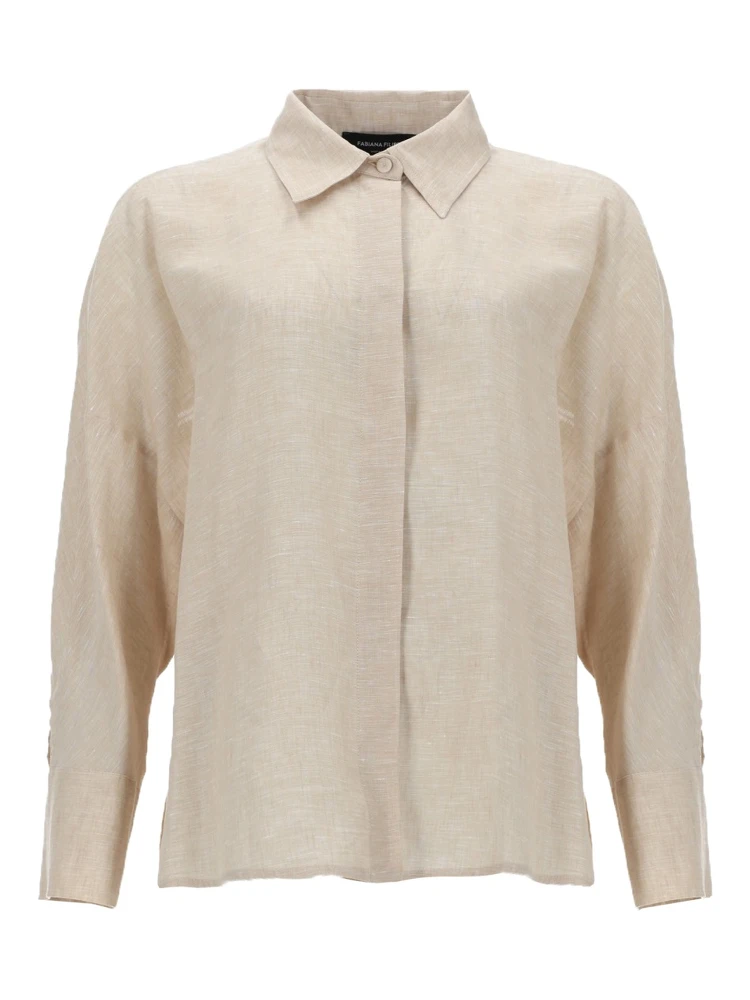 CAMICIA CROPPED IN TELA DI LINO