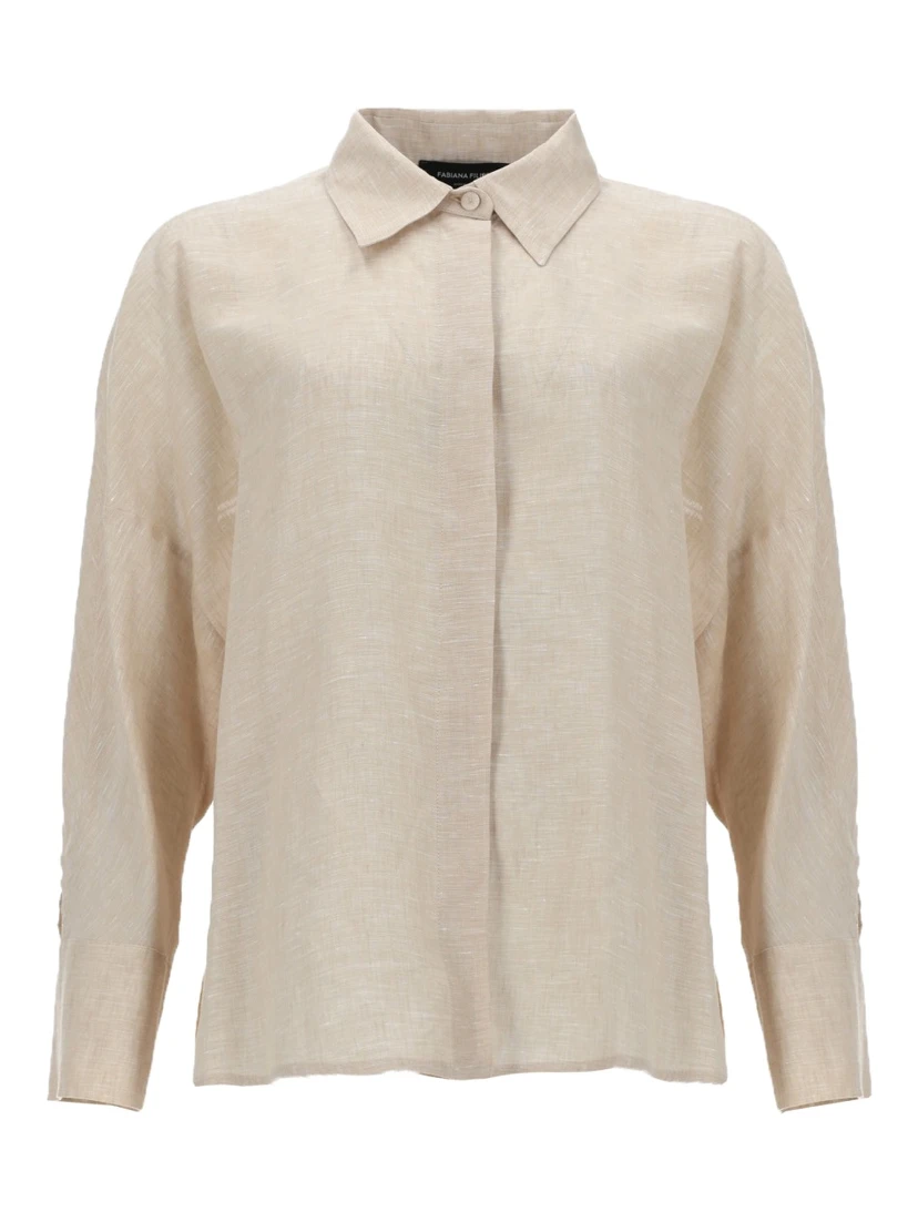 CAMICIA CROPPED IN TELA DI LINO