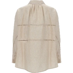 CAMICIA CROPPED IN TELA DI LINO
