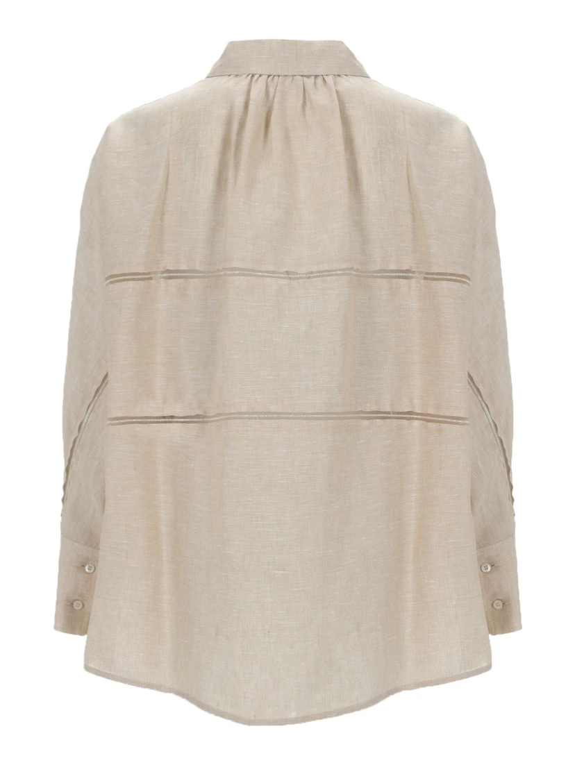 CAMICIA CROPPED IN TELA DI LINO