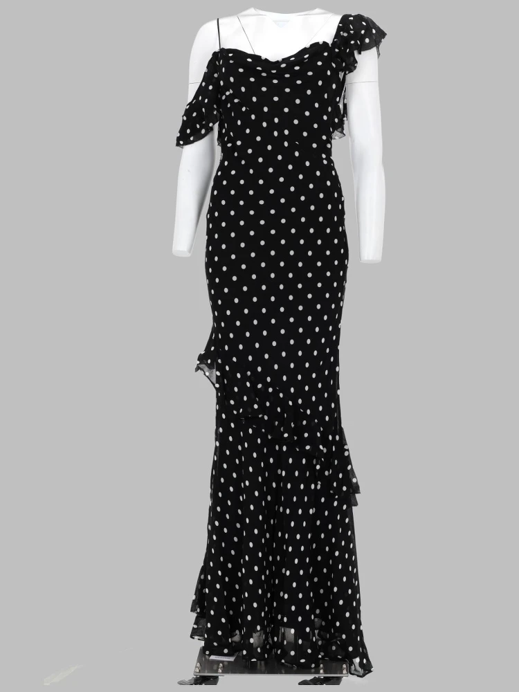 ABITO LUNGO IN GEORGETTE A POIS