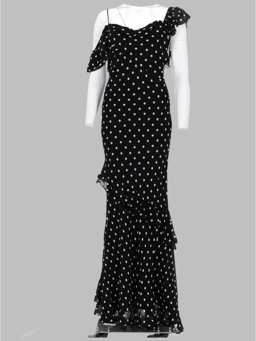 ABITO LUNGO IN GEORGETTE A POIS