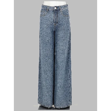 JEANS CON STRASS EFFETTO COCCODRILLO