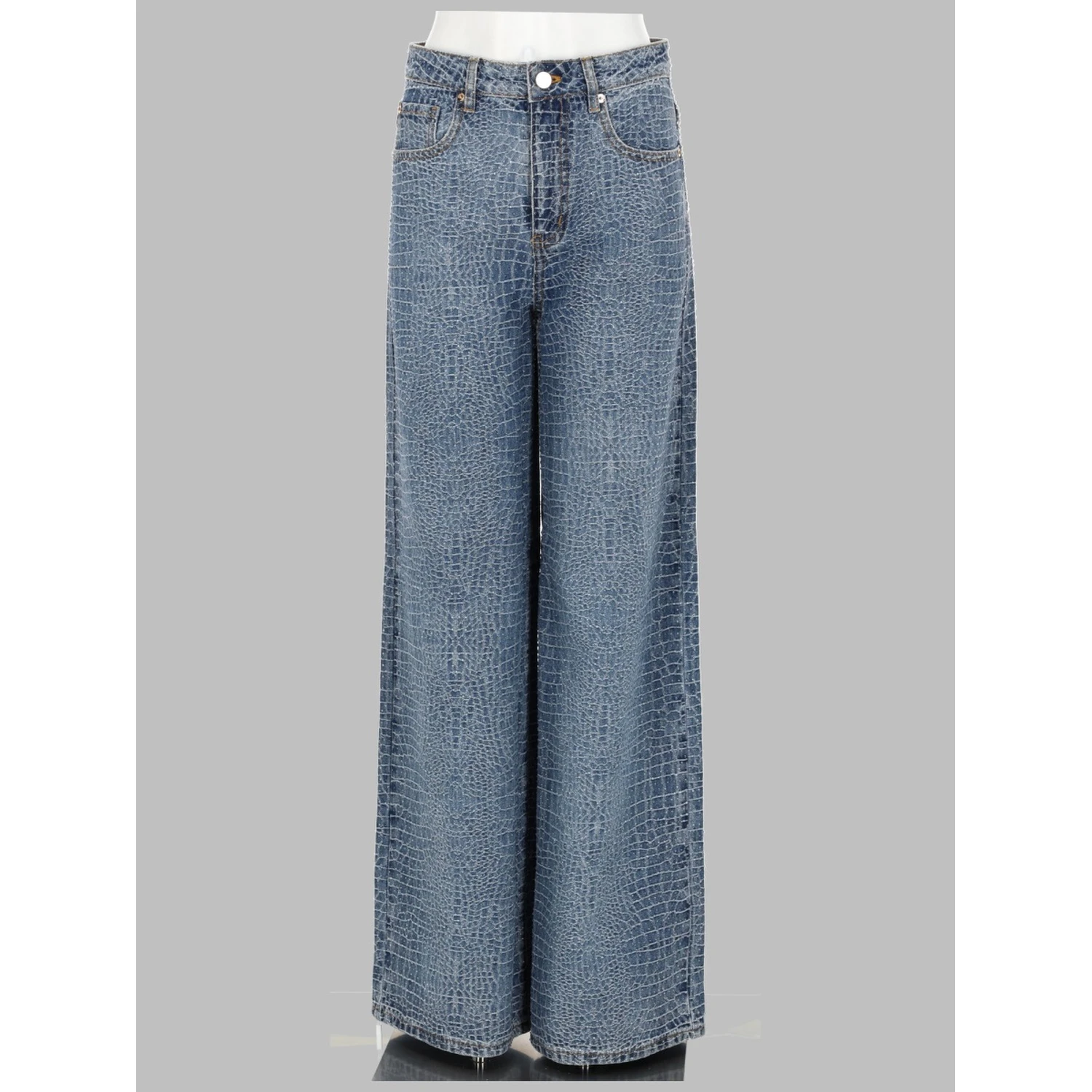 JEANS CON STRASS EFFETTO COCCODRILLO