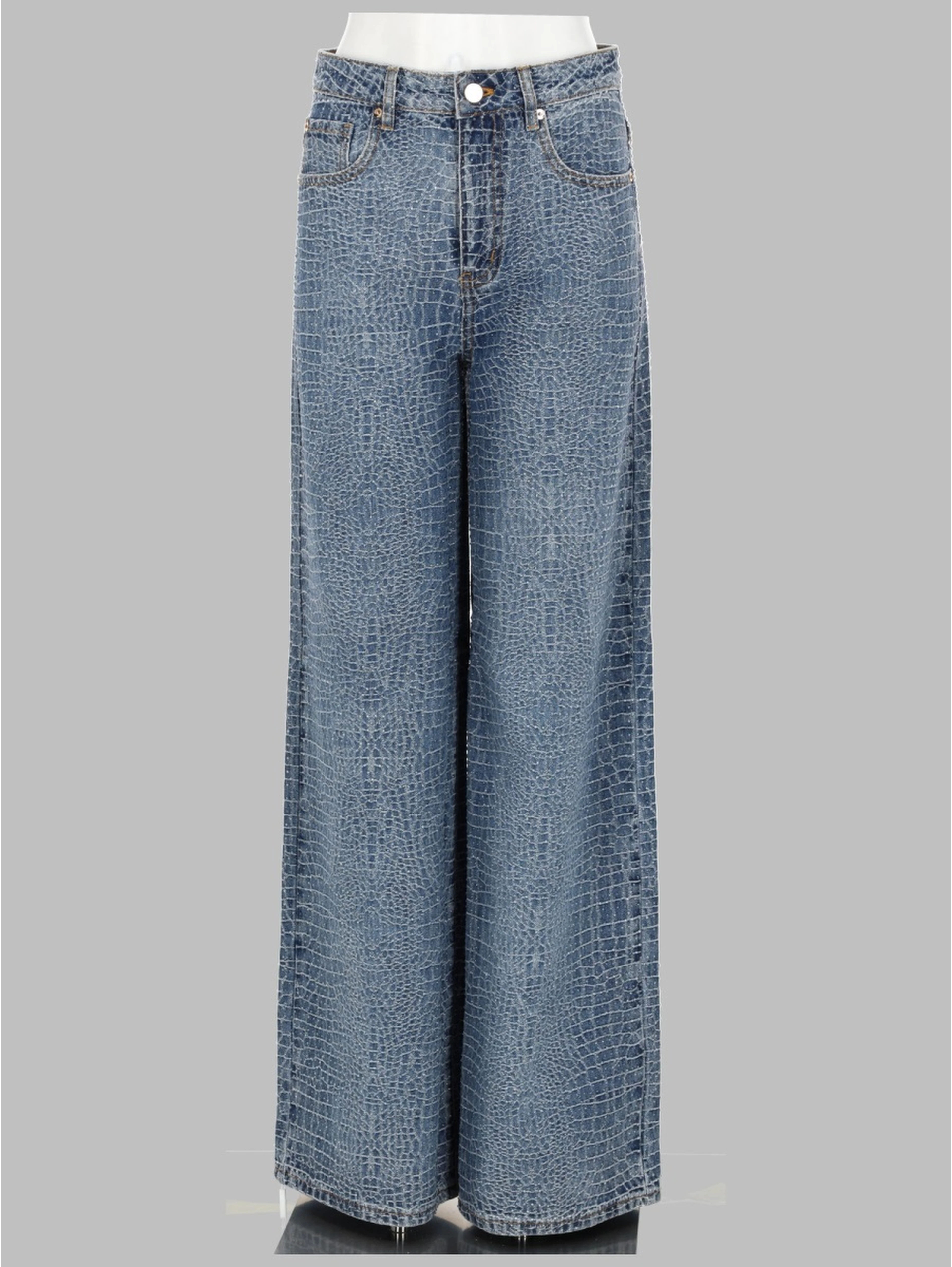 JEANS CON STRASS EFFETTO COCCODRILLO