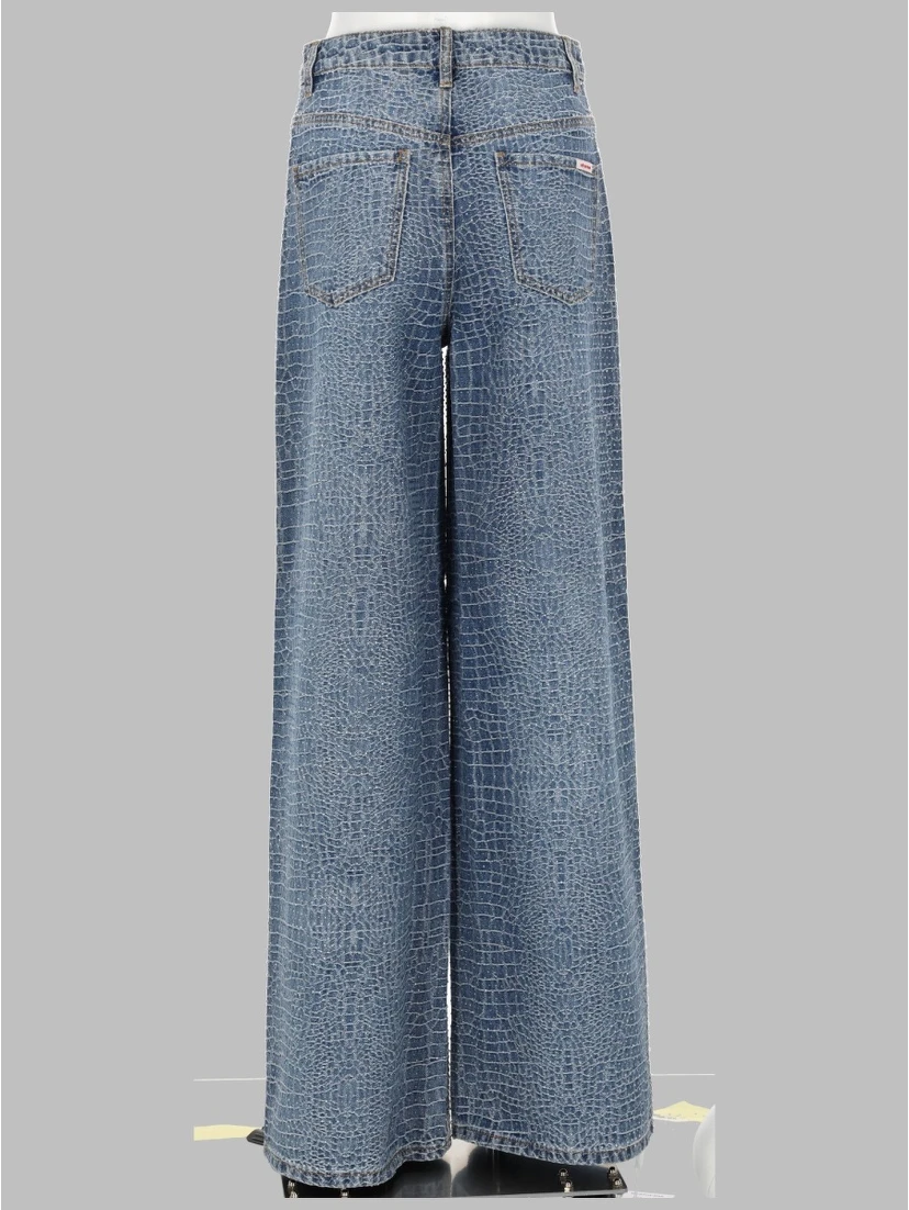 JEANS CON STRASS EFFETTO COCCODRILLO