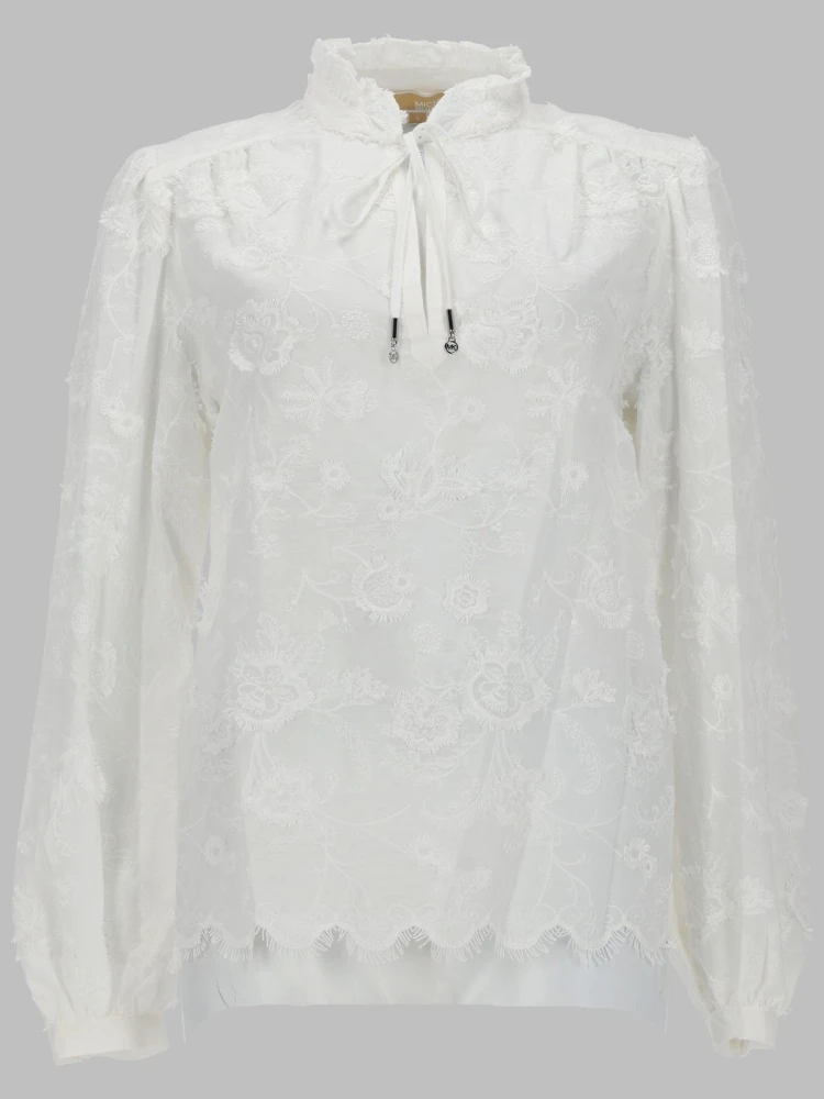 CAMICETTA IN VOILE CON RICAMI FLOREALI