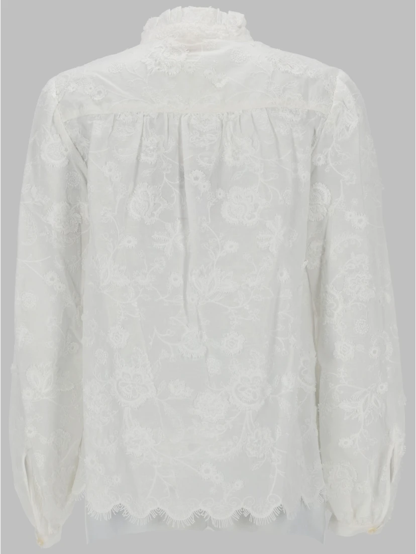 CAMICETTA IN VOILE CON RICAMI FLOREALI
