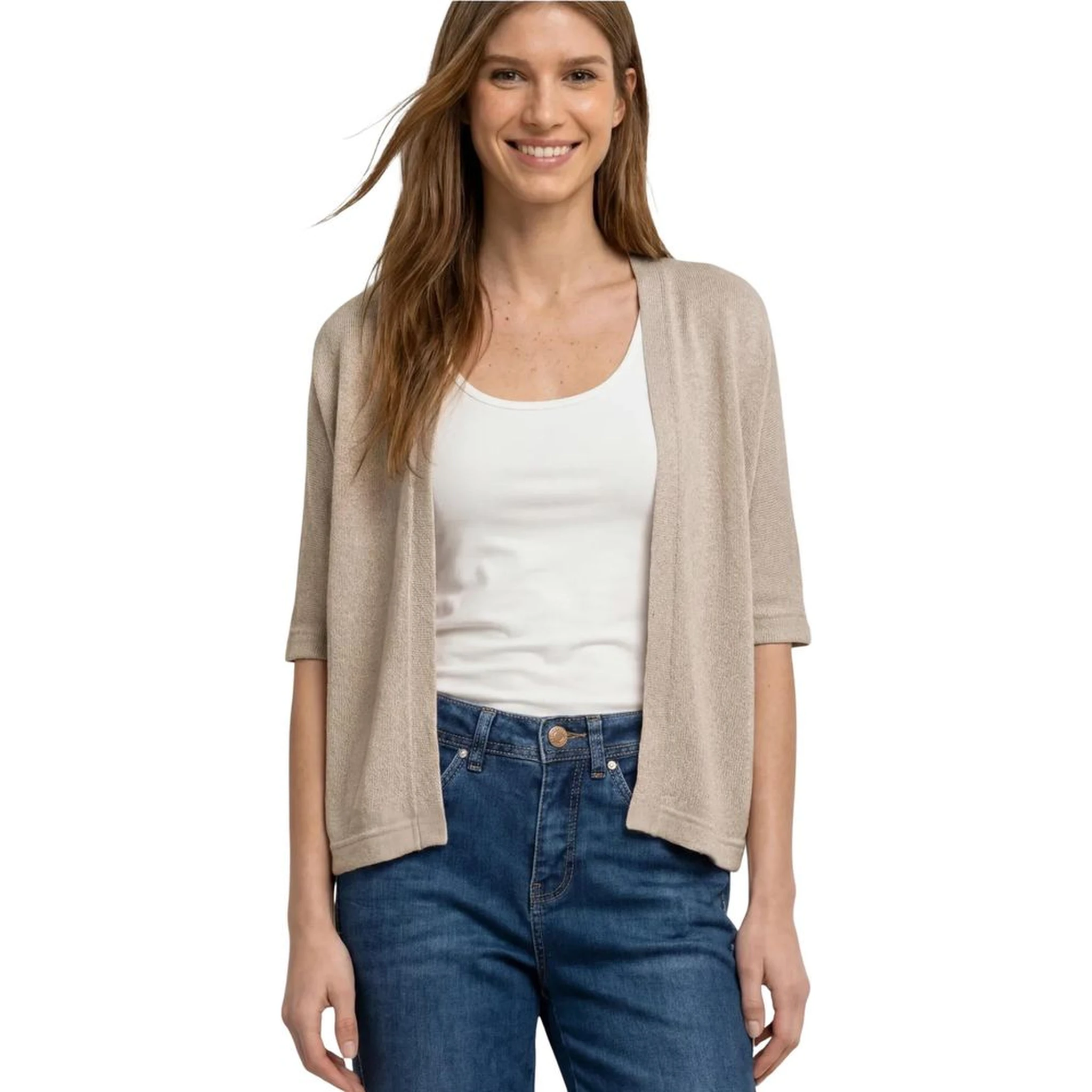 Gray Polyester Cardigan