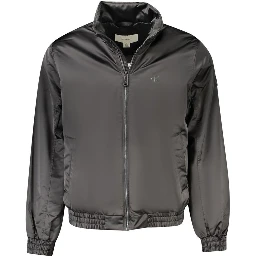 Black Polyester Men Jacket
