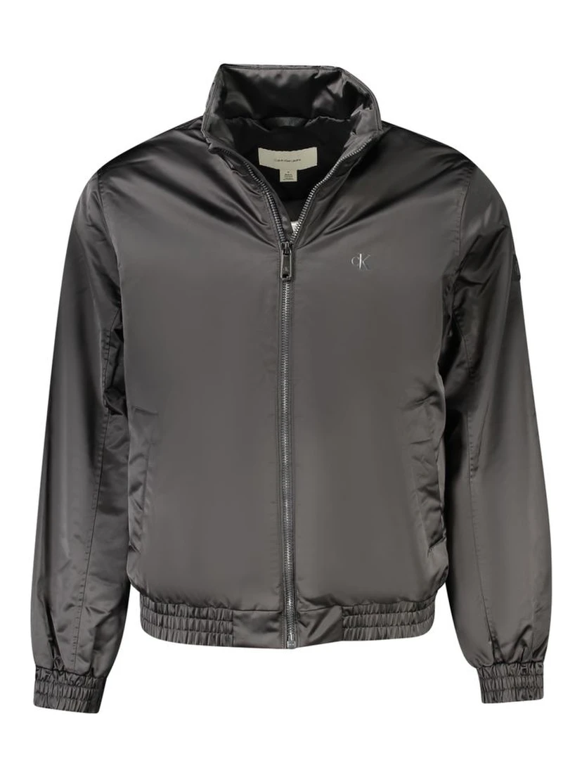 Black Polyester Men Jacket