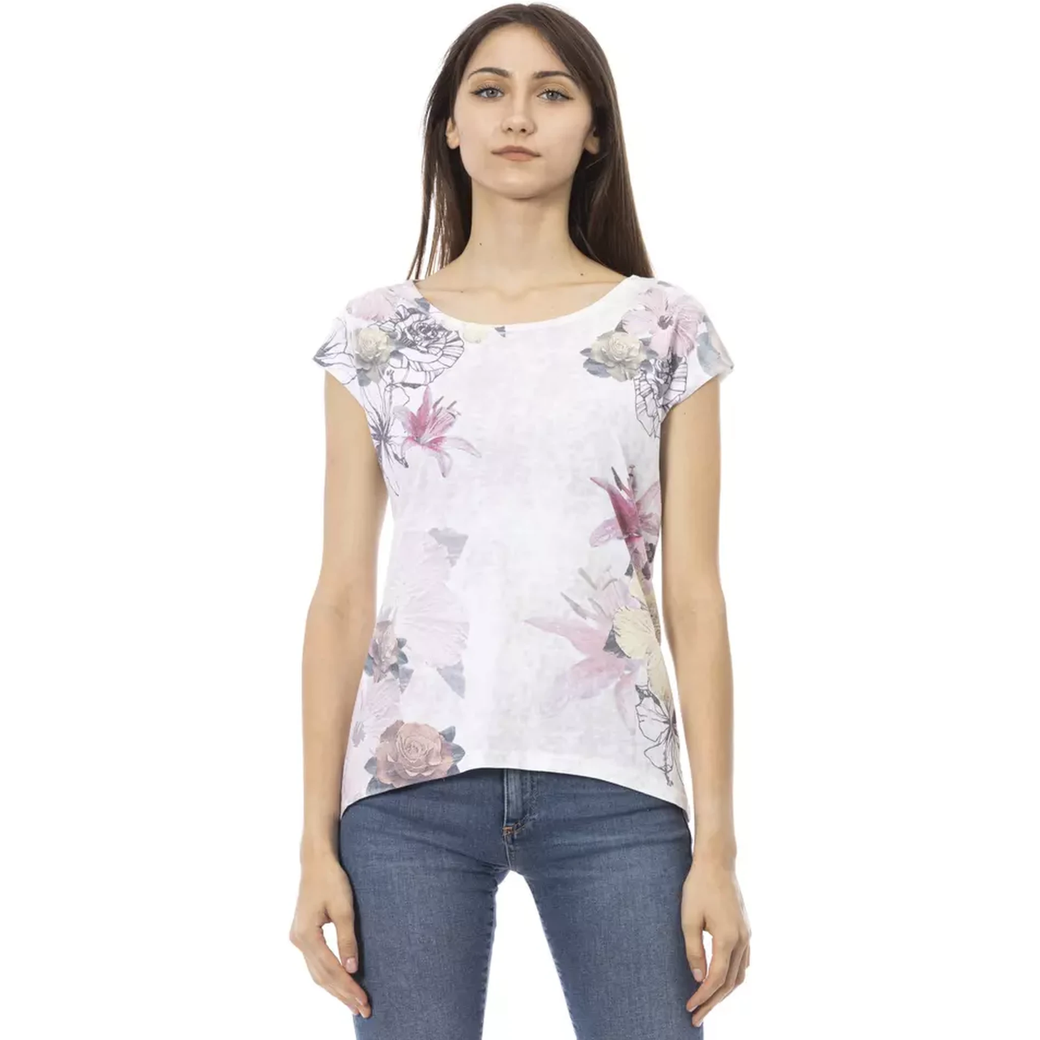 White Cotton Women T-Shirt