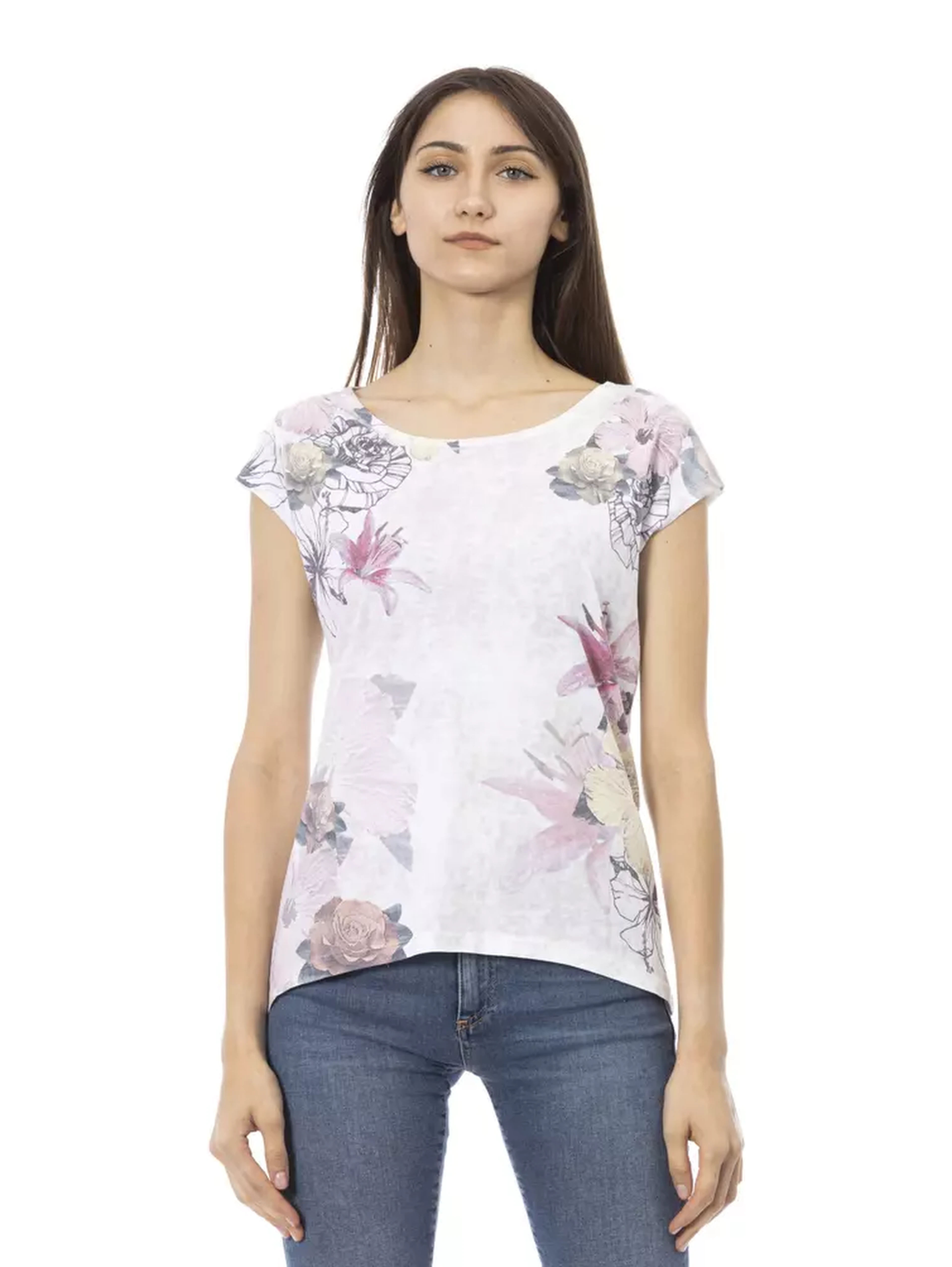White Cotton Women T-Shirt