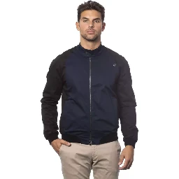 Blue Cotton Men's Bomber Jacket