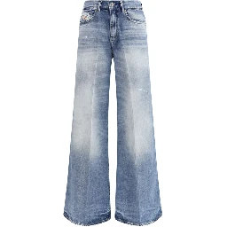 Blue Cotton Bootcut Jeans