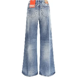 Blue Cotton Bootcut Jeans