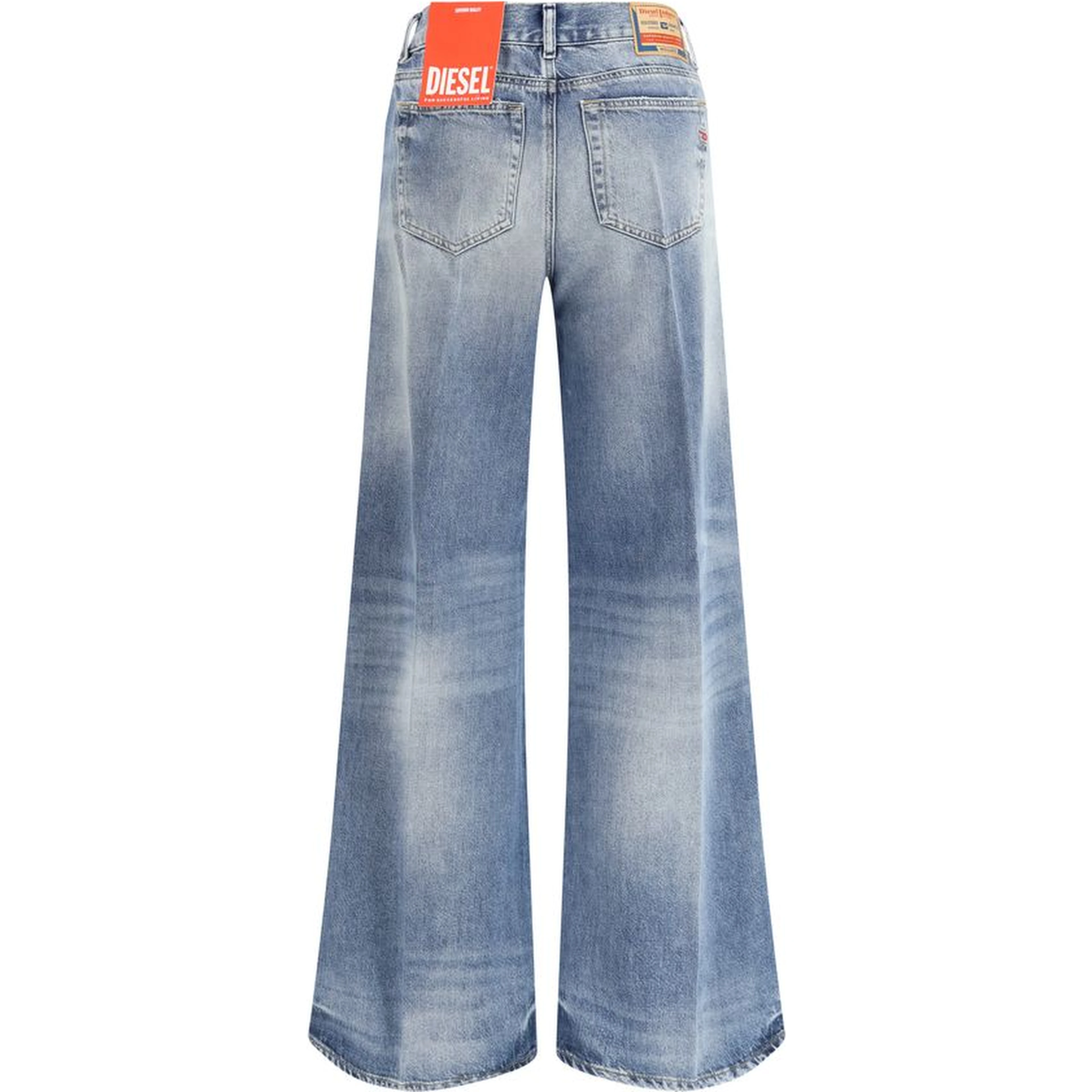 Blue Cotton Bootcut Jeans