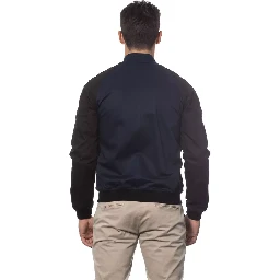 Blue Cotton Men's Bomber Jacket