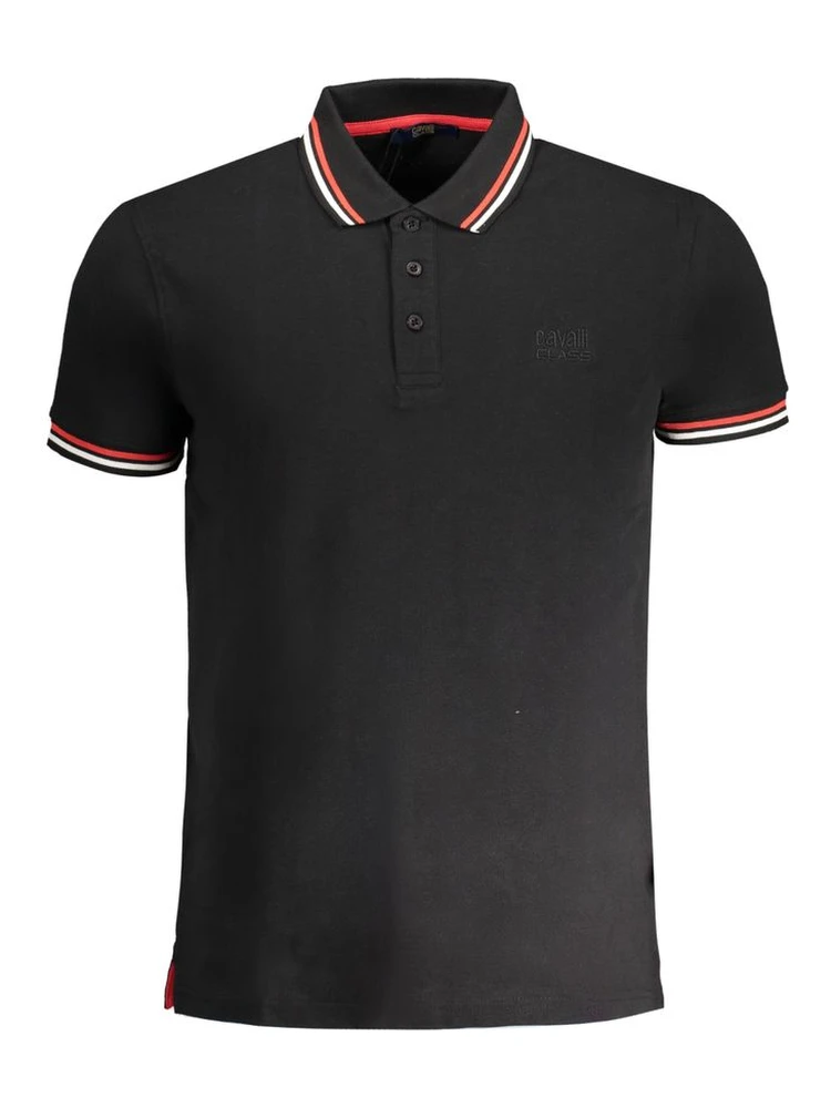 Black Cotton Men Polo Shirt