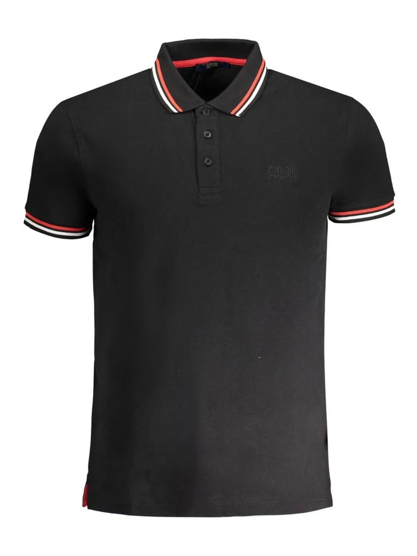 Black Cotton Men Polo Shirt