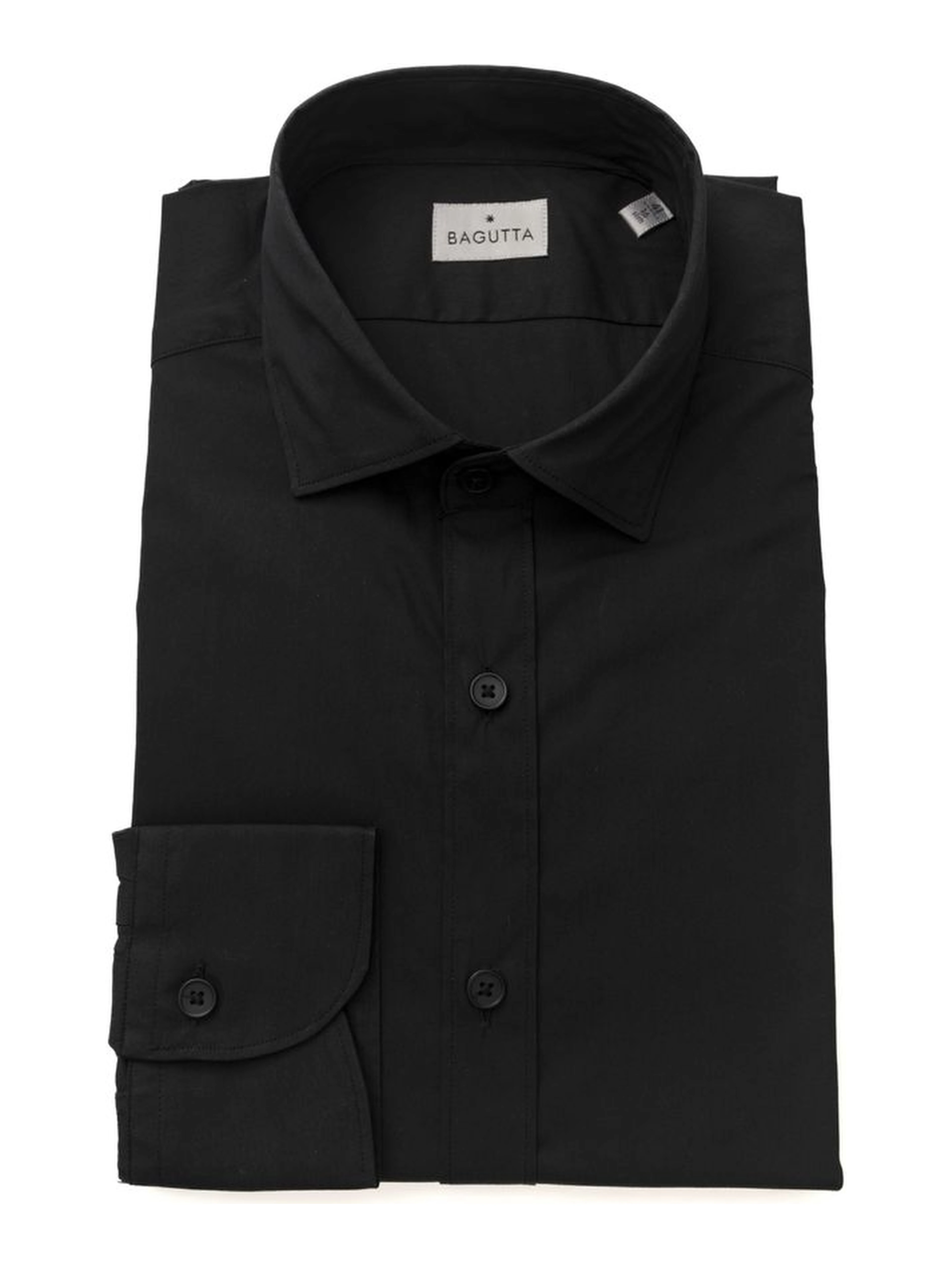 Black Cotton Men's Slim Shirt