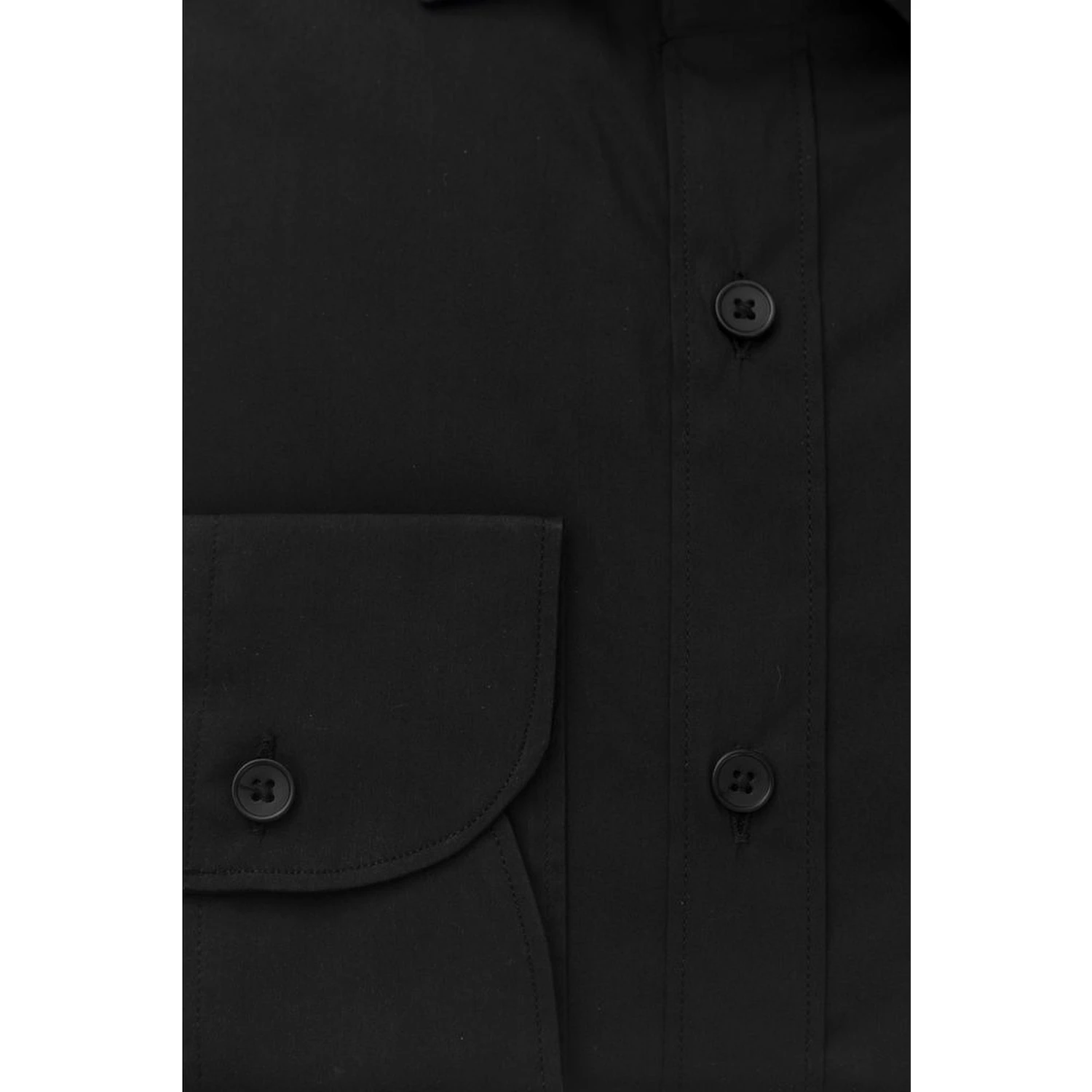 Black Cotton Men's Slim Shirt