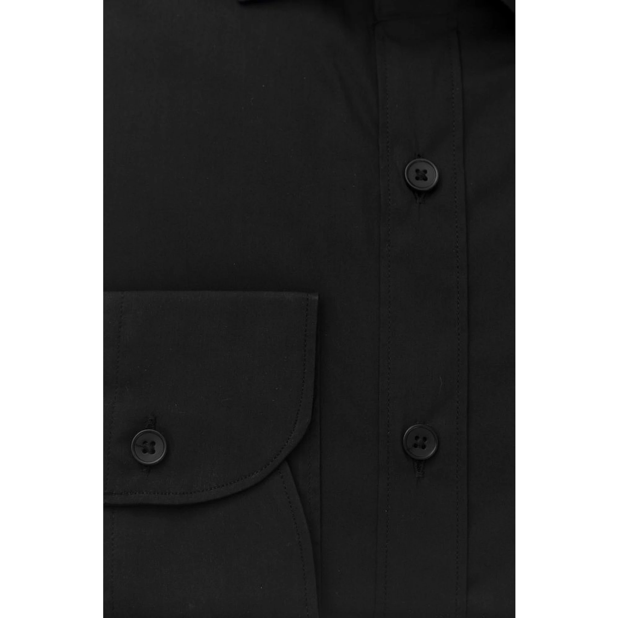 Black Cotton Men's Slim Shirt