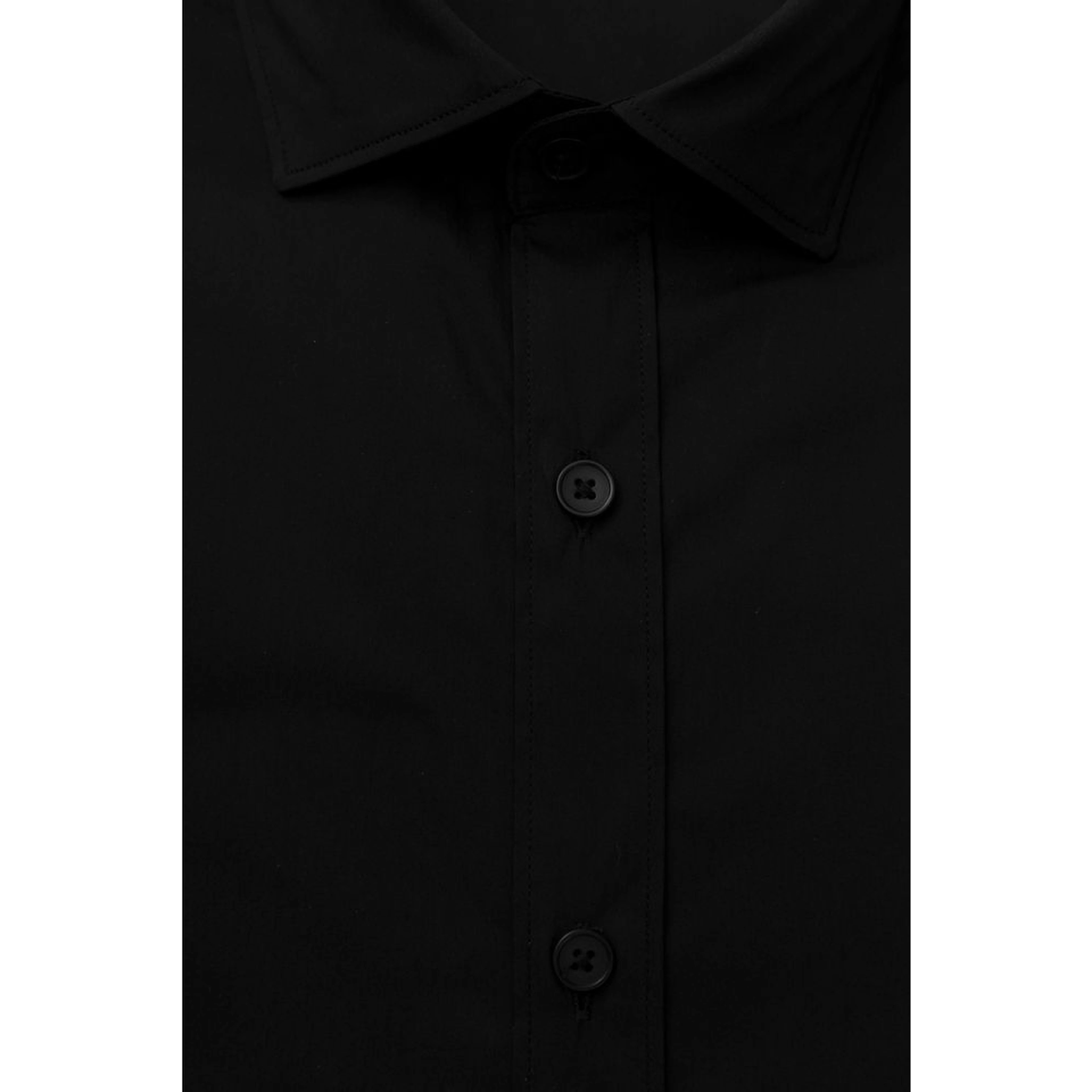 Black Cotton Men's Slim Shirt