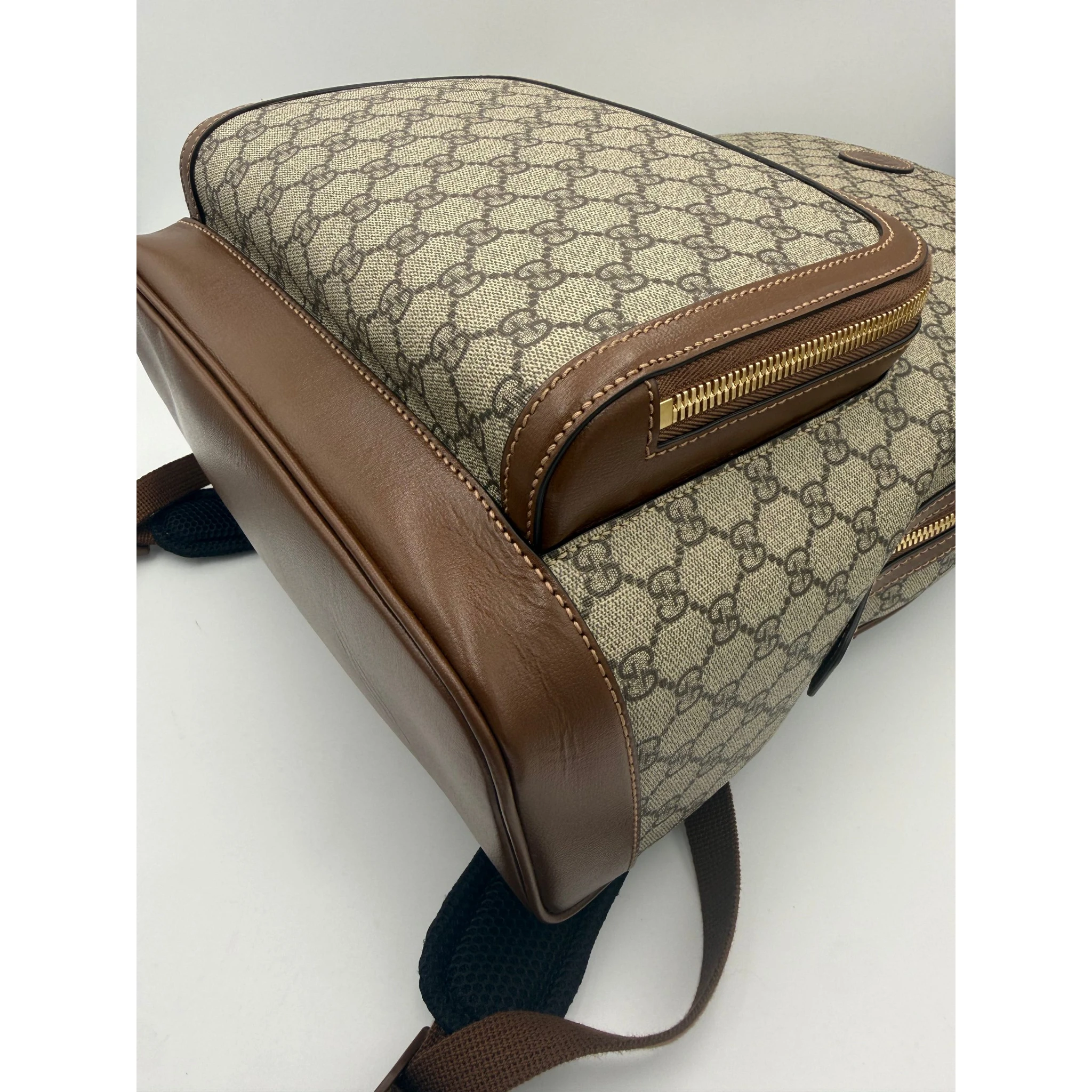 GUCCI GG Supreme and Leather Backpack