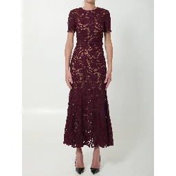 Burgundy lace midi dress