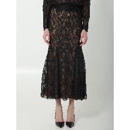 Black lace midi skirt