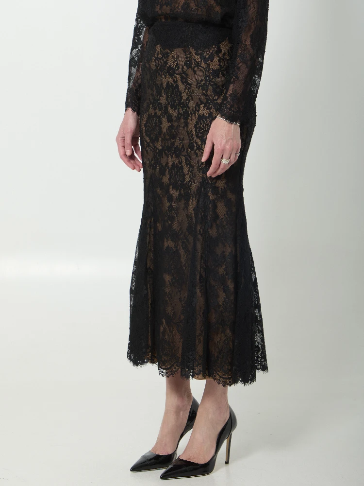 Black lace midi skirt alternative
