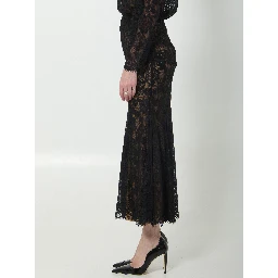 Black lace midi skirt