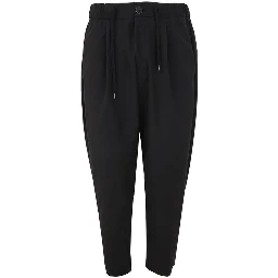 Black Polyester Casual Pants