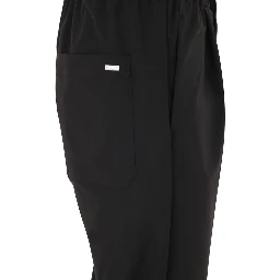 Black Polyester Casual Pants