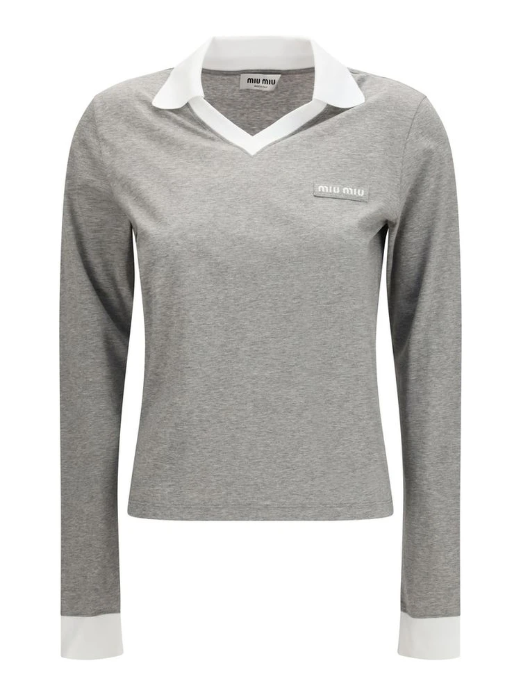 Gray Cotton Long Sleeve T-Shirt