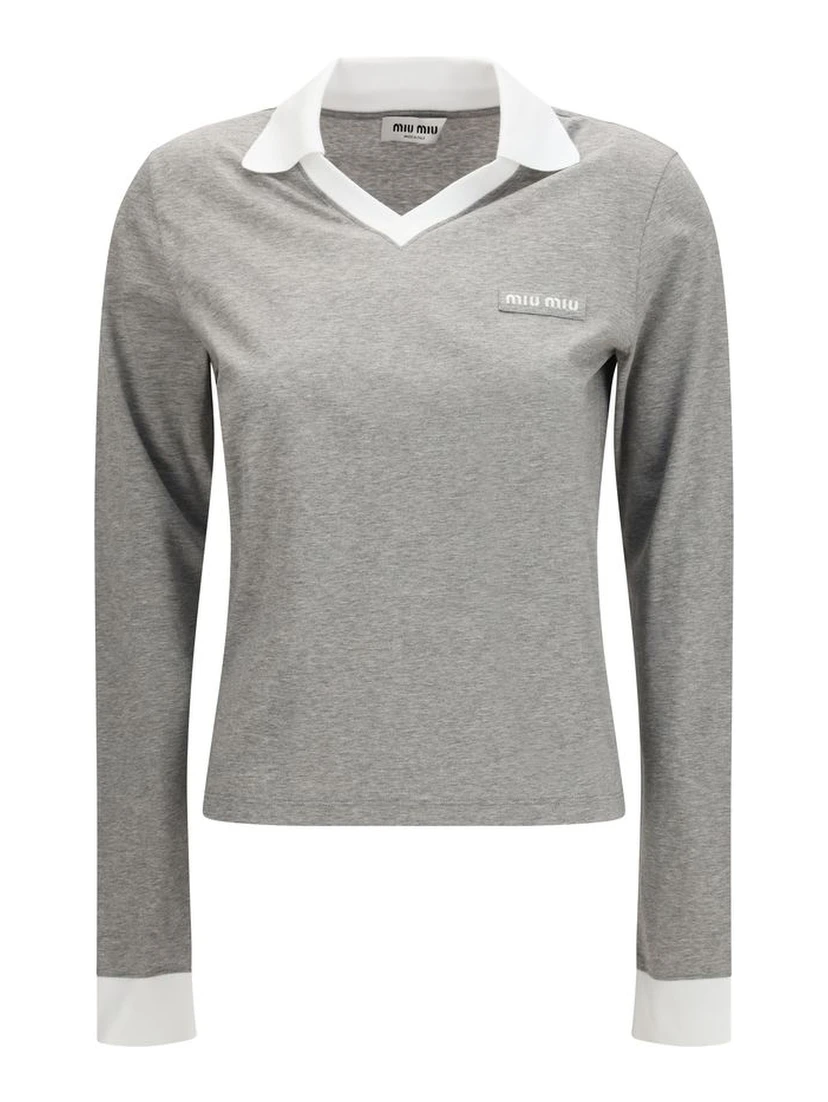 Gray Cotton Long Sleeve T-Shirt