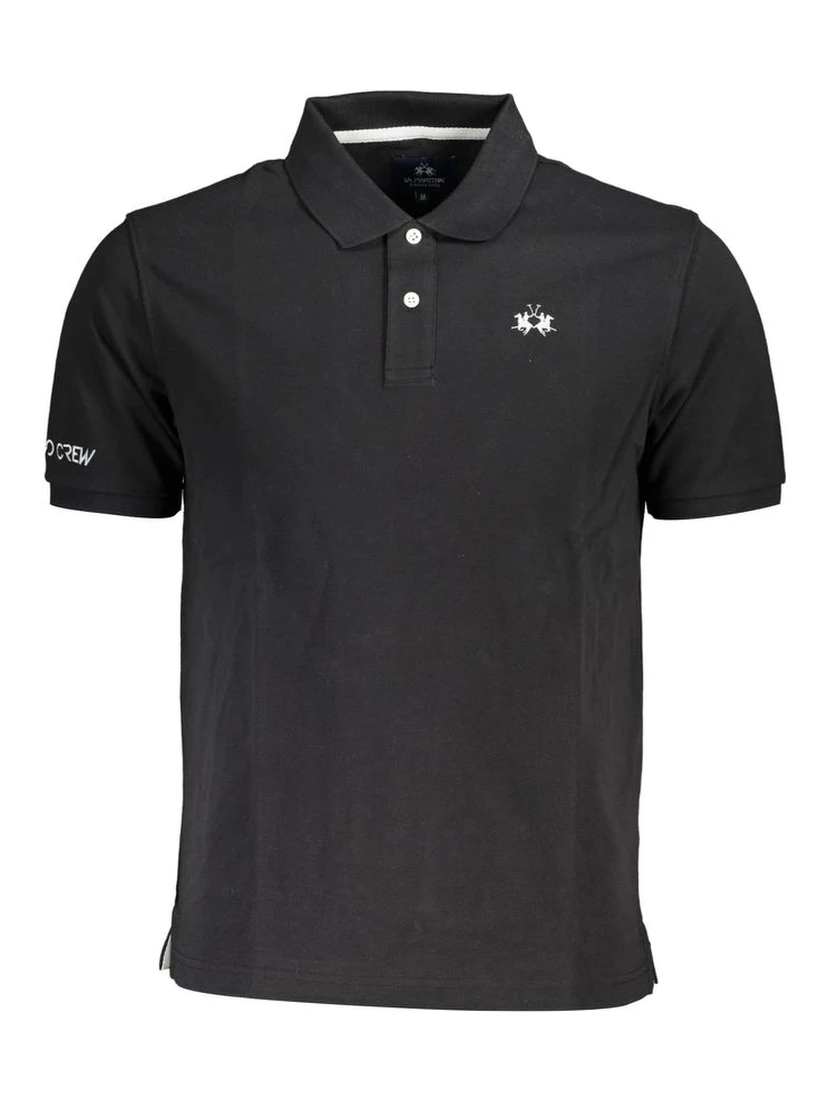 Black Cotton Men Polo Shirt